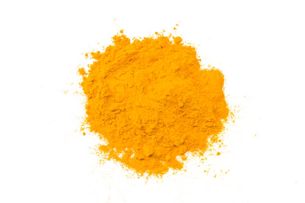 istock Turmeric powder isolated on white background. Top view. 1219385730