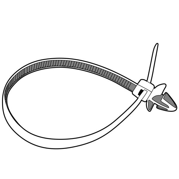 stockillustraties, clipart, cartoons en iconen met kabelbinder stang (zip tie, kabelmanagement, bevestig) - aanhalen