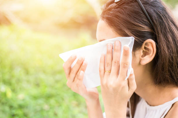 istock the women clean sweat on her face. 1219390522