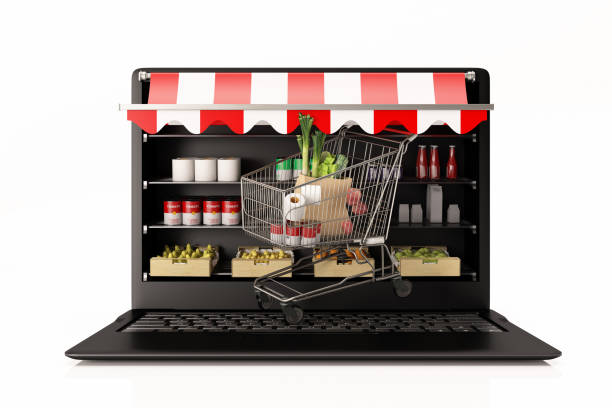 istock E-Commerce Online Shopping Concept with Laptop on White 1219390887