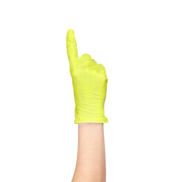 istock Hand in a latex glove isolated on white. 1219390926