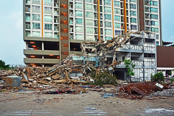 istock building under demolition or Collapsed concrete industrial building 1219392728