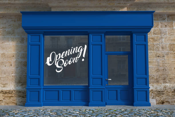 istock Small shop with opening soon notice 1219394628