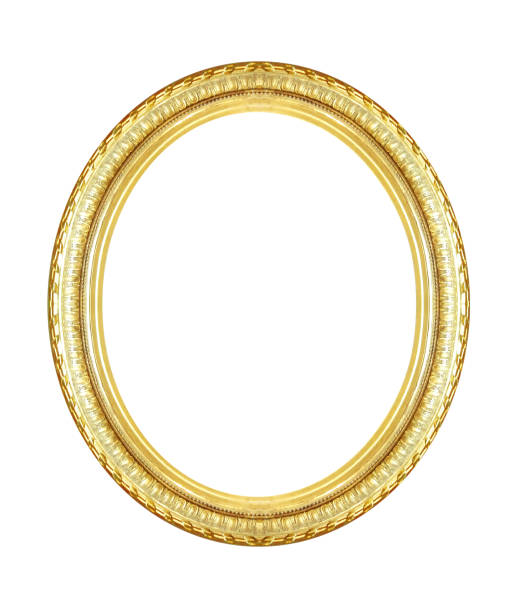 istock golden oval  picture frame, isolated 1219394739