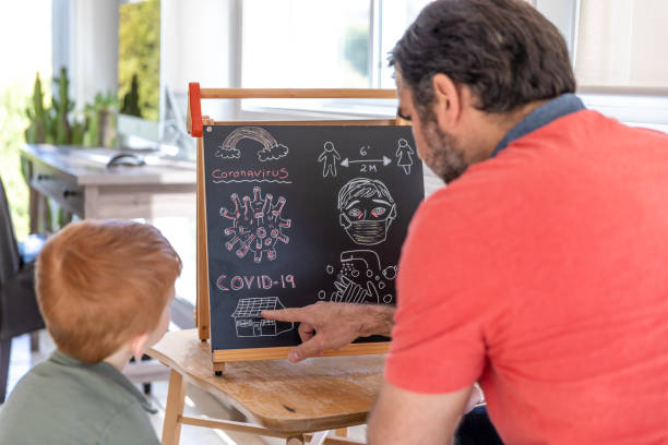 istock Father Teaching Redhead Son About Coronavirus and Covid-19 1219401281