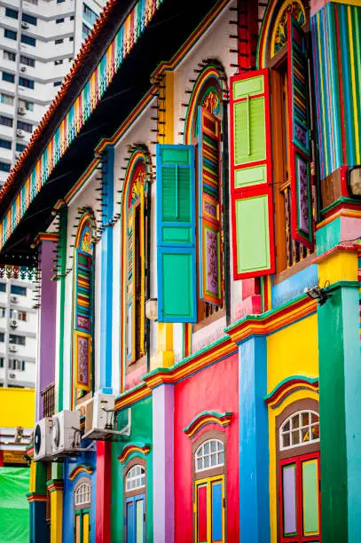 Colorful shutters of Little india in Singapore