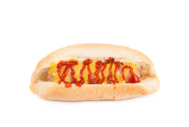 istock Hotdog with ketchup and mustard. 1219407038