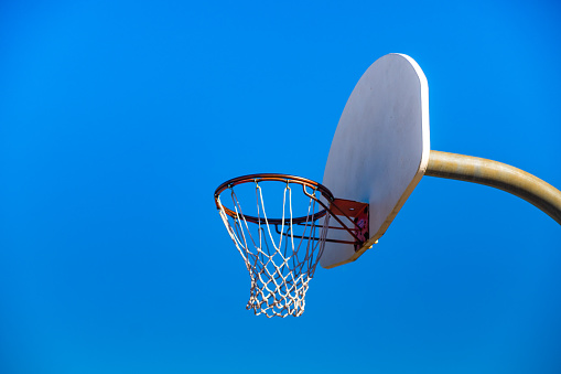 Basketball Net with Blue Background