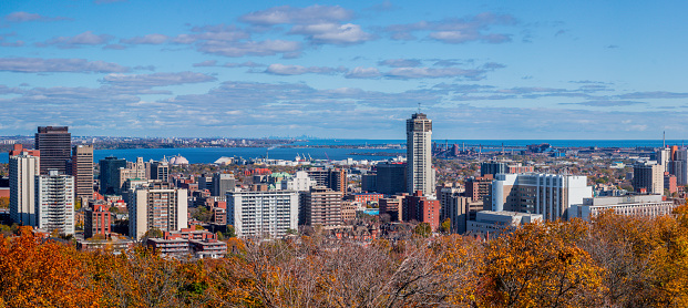 Hamilton Ontario - Panoramic of the Downtown City Core from the Escarpment