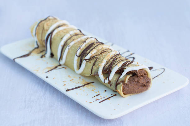istock Crepe with cocoa and crumb crust filling 1219410442