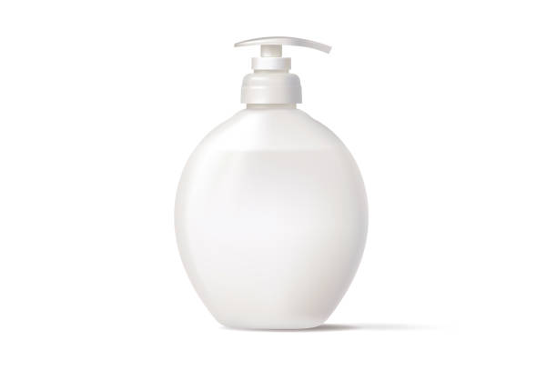 istock Hand antibacterial sanitizer dispenser pump. Cosmetic bottle with dispenser liquid container for gel, lotion, bath foam 3d illustration realistic mockup isolated on white background. Wash your hands 1219410844