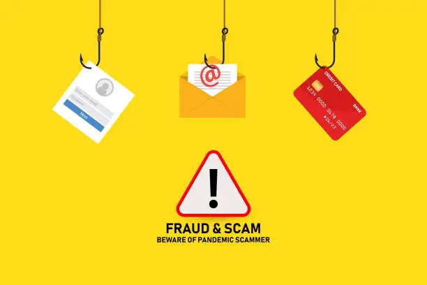 Vector illustration of Covid-19 fraud and scam alert