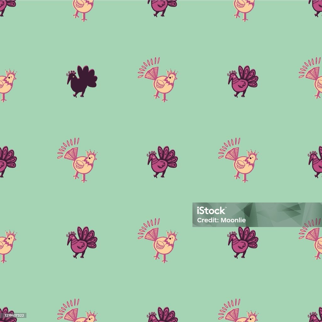 Chicken Repeat Pattern Chicken Folklore Print Seamless Repeat Pattern Stock Illustration ...
