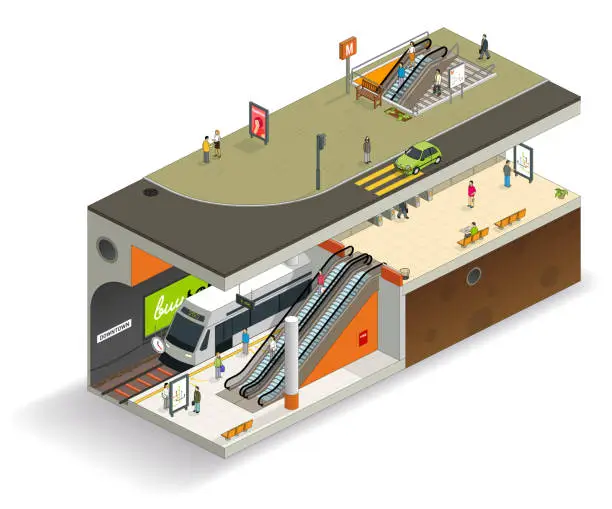 Vector illustration of subway cutaway