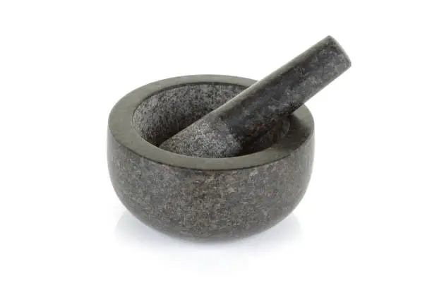 A mortar and pestle isolated on a white background