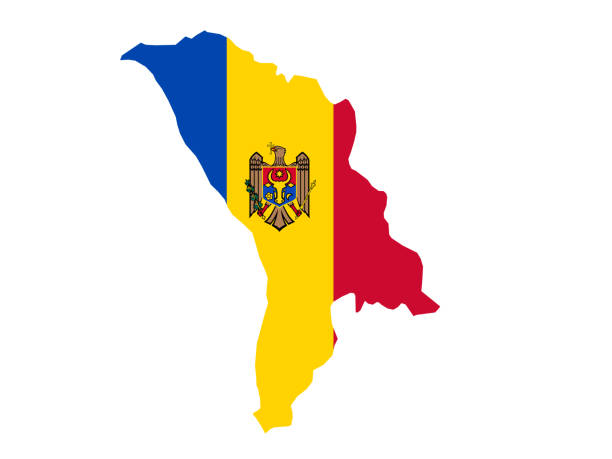 Moldova map with flag vector illustration of Moldova map with flag moldovan flag stock illustrations
