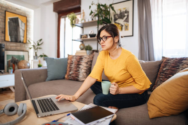 istock Woman working from home on laptop 1219422014