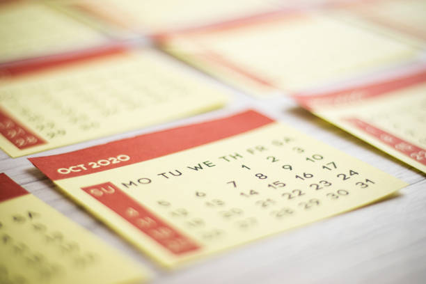 istock Selective Focus Close-Up October 2020 calendar page On The Table 1219422151
