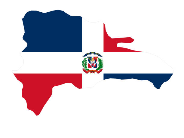 ilustrações, clipart, desenhos animados e ícones de mapa da república dominicana com bandeira - dominican flag