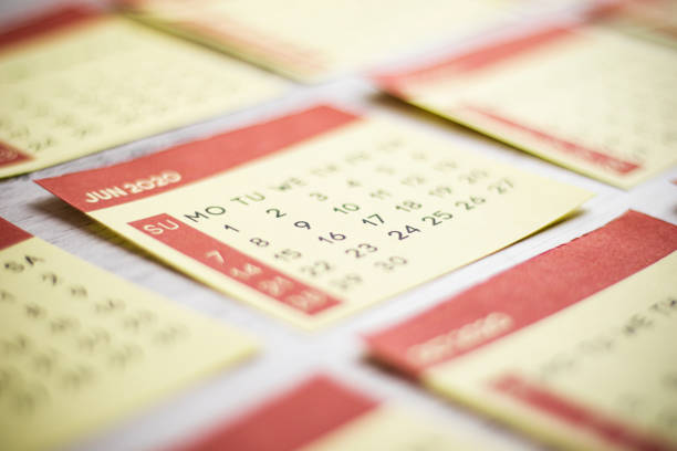 istock Selective Focus Close-Up June 2020 calendar page On The Table 1219422441