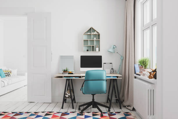 Home Office Interior Interior of a modern home office. home office chair stock pictures, royalty-free photos & images