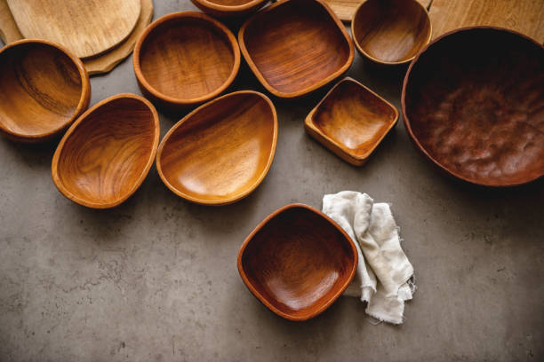 istock Set of  wooden bowls 1219427195