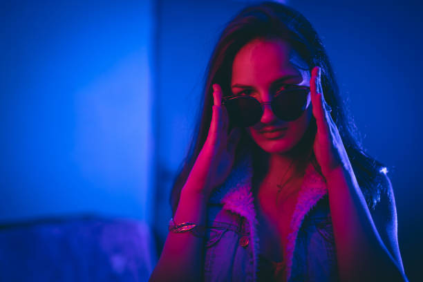 istock Beautiful woman in retro wave 1219433793