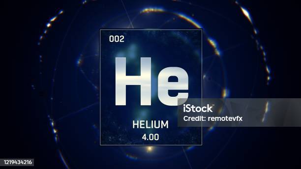 Helium As Element 2 Of The Periodic Table 3d Illustration On Blue Background Stock Photo - Download Image Now