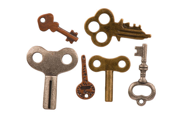 istock Closeup on a set of old keys, isolated on white 1219437804