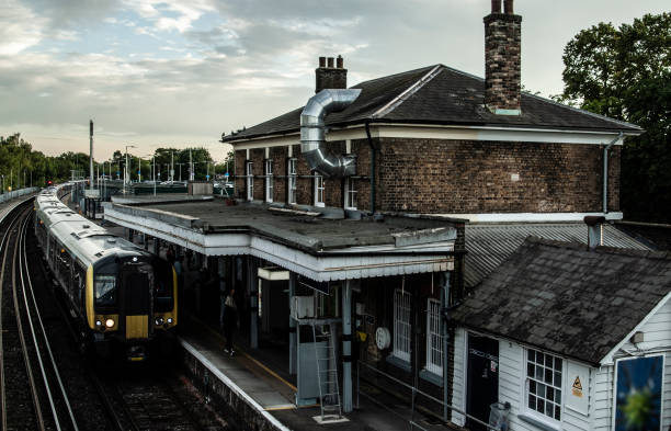 istock Small railway station at golden moment 1219440651