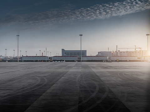 empty runway of airport, shanghai, china.