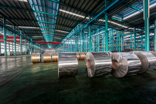 istock Packed coils of steel sheet 1219441683