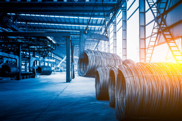 istock Industrial metallurgical plant rod warehouse 1219443645