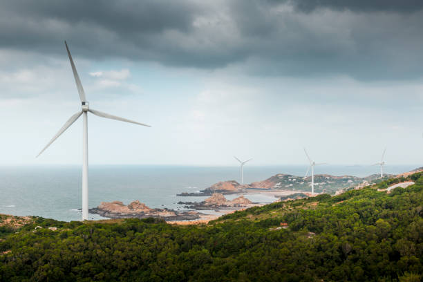 istock wind farm on the top of mountain 1219447033