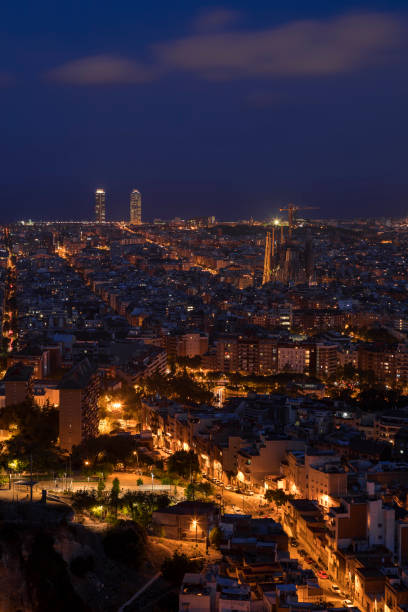 istock Illuminated skyline of Barcelona during night 1219447214