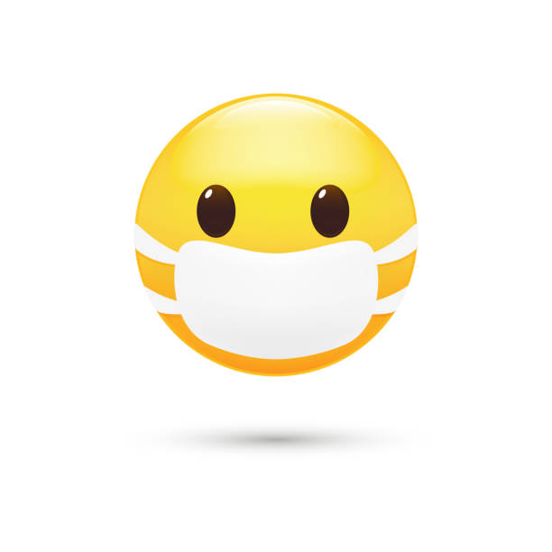 istock Emoticon with a medical mask on his face. Premium vector illustration. 1219447351
