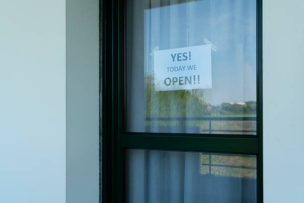 istock Yes, today we open sign 1219449860