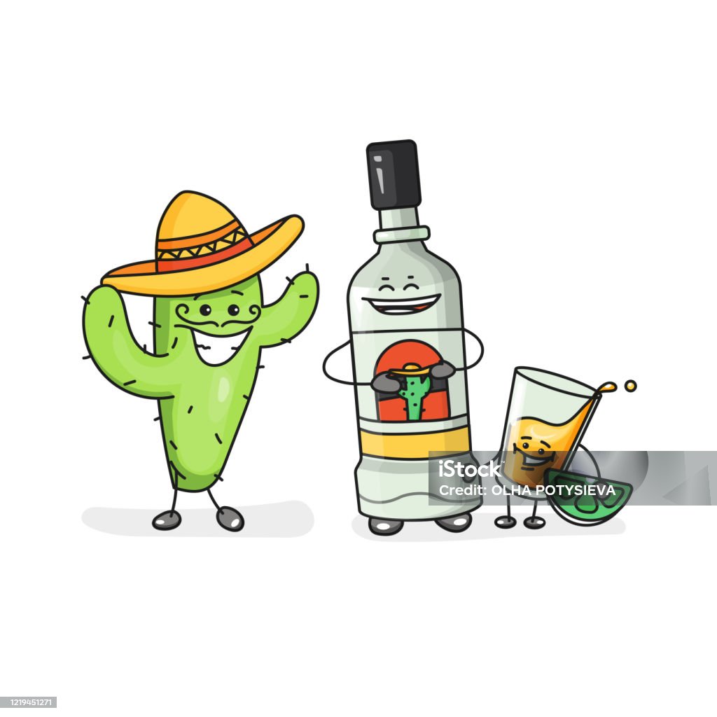Ilustración de Vidrio Y Botella De Tequila Icono De Color De Dibujos  Animados Plano Vectorial y más Vectores Libres de Derechos de Bebida -  iStock