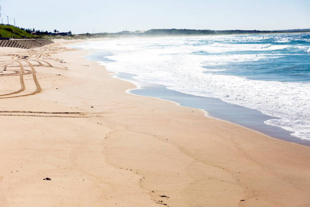 Empty beach, COVID - 19 Pandemic restrictions, background with copy space, full frame horizontal composition
