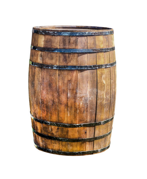 istock big barrel brown old and weathered standing upright on an isolated white background 1219454719