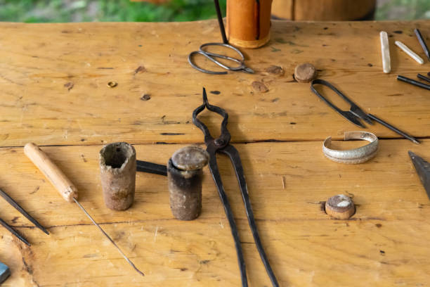 istock medieval jeweler tool kit form for metal casting, blacksmith's tongs 1219456409