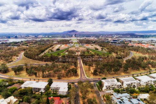 Australian federal parliament house on the top of the hill in Canberra - Australian capital territory.