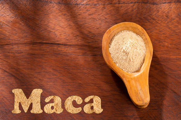 istock Lepidium meyenii - Organic maca powder. Text space 1219462297
