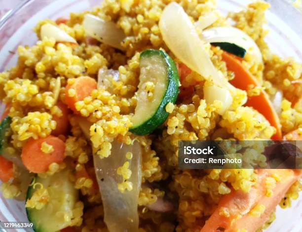 Quinoa With Veggies Stock Photo - Download Image Now - Quinoa, Zucchini, Bowl