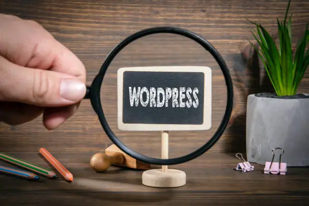 Photo of Small chalk board with the inscription Wordpress