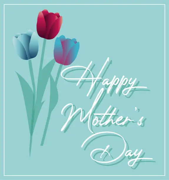 Vector illustration of Happy Mother' Day Celebration Card Bunch of Tulips