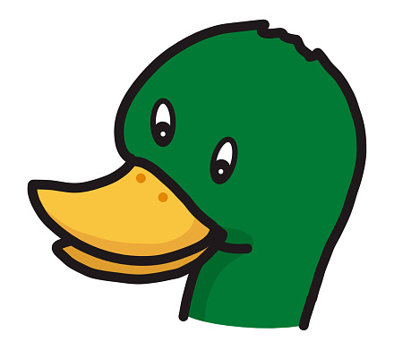 Green Duck Cartoon Head Stock Illustration - Download Image Now - Animal,  Animal Body Part, Animal Head - iStock