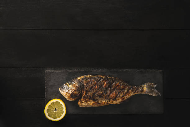 Grilled salmon fish steaks