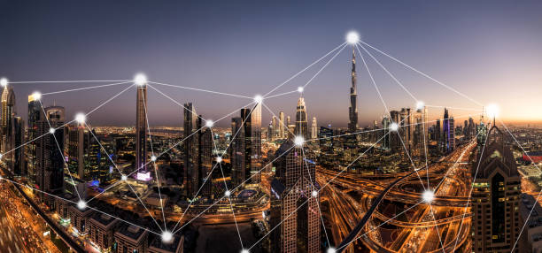 istock Dubai City Skyline and 5G Network 1219477518