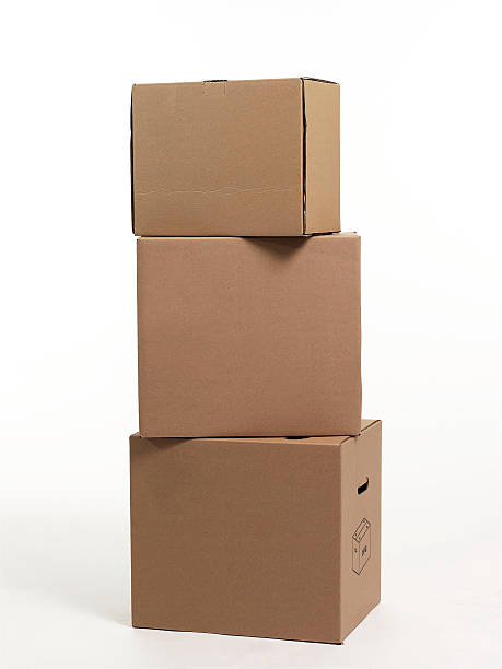 Cardboard Boxes 3 Cardboard Boxes on top each other big cardboard box stock pictures, royalty-free photos & images